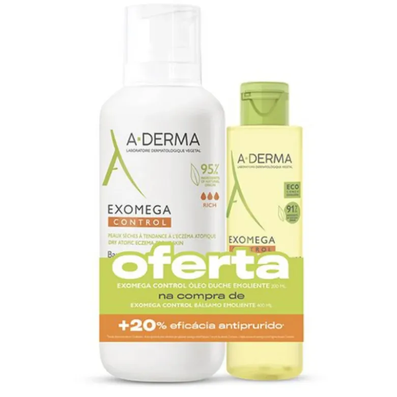 A-Derma Exomega Control Pack Bálsamo Emoliente + Óleo Banho | Para Pele Atópica