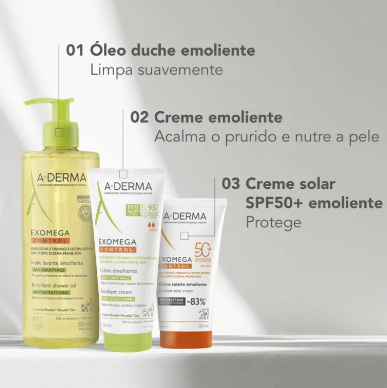 A-Derma EXOMEGA Protetor Solar Emoliente SPF50+ 150ml | Pele Atópica e Sensível