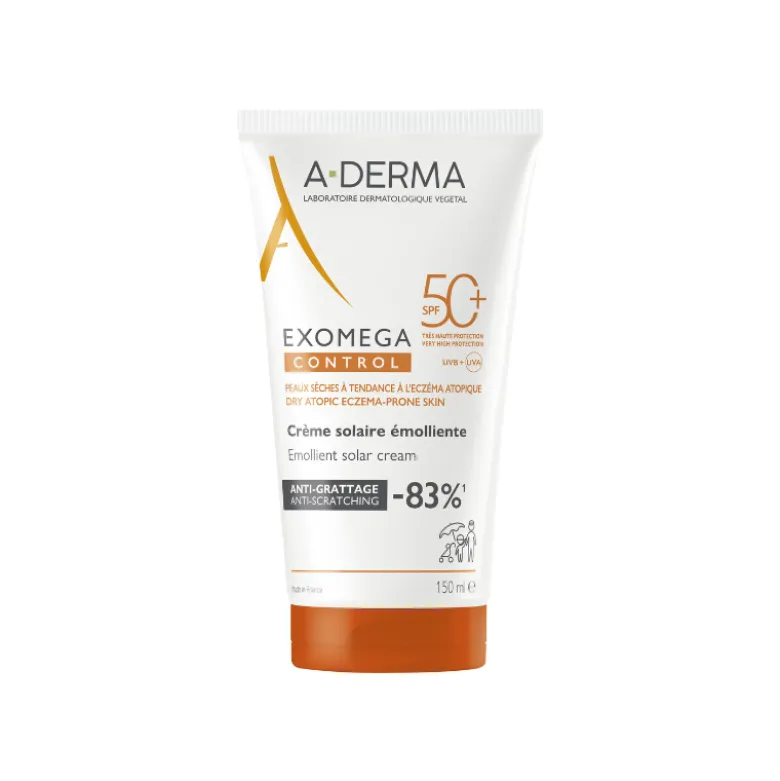 A-Derma EXOMEGA Protetor Solar Emoliente SPF50+ 150ml | Pele Atópica e Sensível
