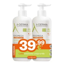 A-Derma Pack Exomega Control Leite Emoliente Pele Atópica 2x400ml Preço Especial