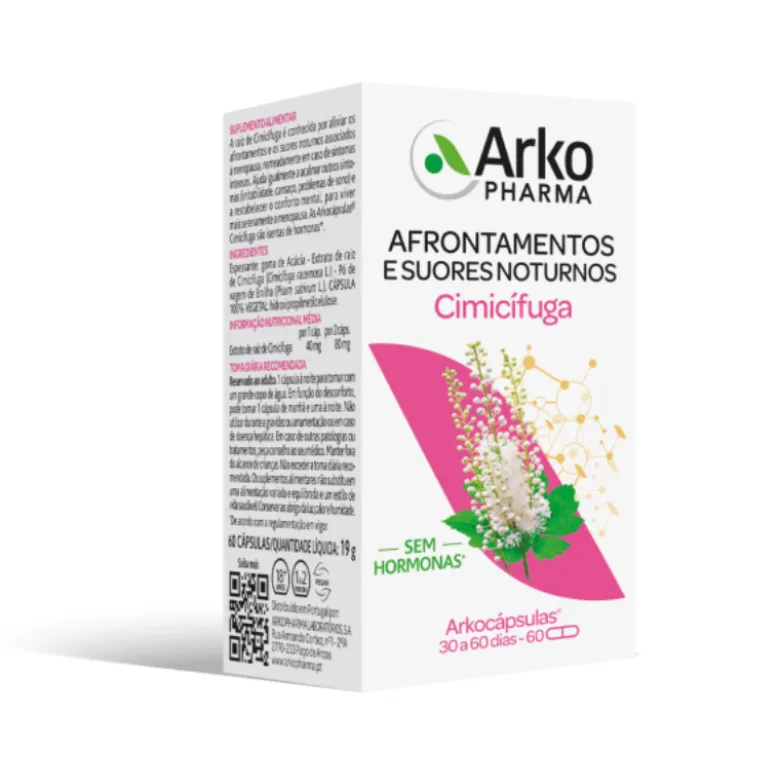 Arkocápsulas Cimicífuga 60 Cápsulas | Alívio Afrontamentos Menopausa