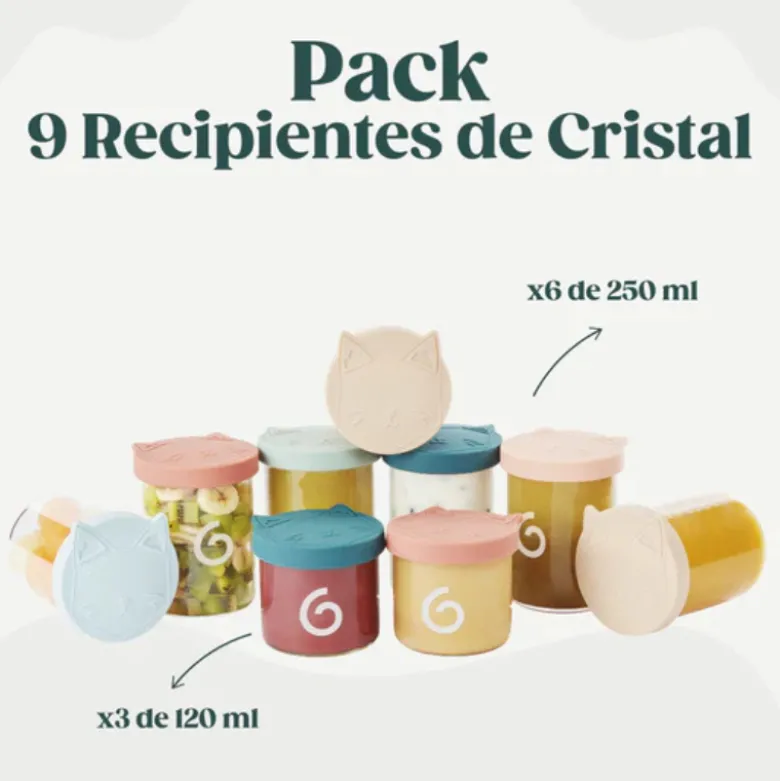 Babymoov Isy Bowls Recipientes Vidro 6x250ml + 3x120ml | Conservar e Transportar Refeições do Bebé