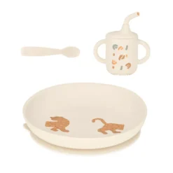 BabyMoov Kit Refeição Evolutivo Silicone Little Roar 9M+ | Prato, Copo 3 em 1 e Colher