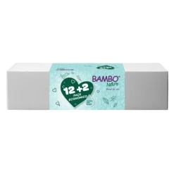 Bambo Nature Pack Económico Toalhitas 12+2 | 14 Embalagens de 50Uni. cada | Sem Perfume p/ Pele Sensível | Plastic-Free