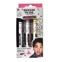 Beter Genius Tribe Pack Eyeliner Facial | 5 Cores Brilhantes com Ponta Fina