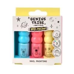 Beter Genius Tribe 3 Vernizes Unhas | Azul, Vermelho e Amarelo | Base Água