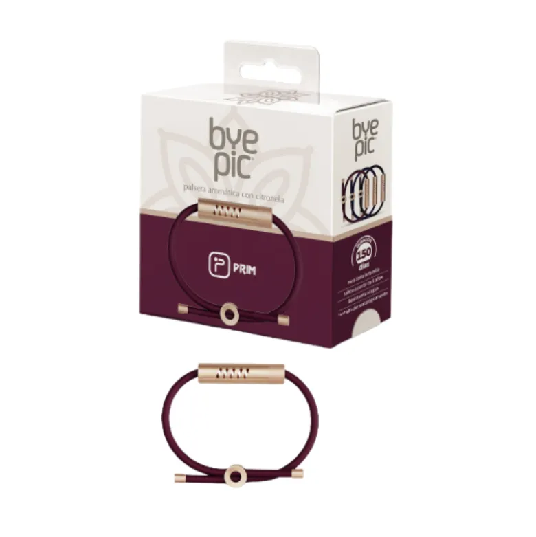Byepic Pulseira Repelente Cordão Bordeaux | Repelente Natural Citronela | Ajustável Adulto
