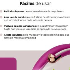 Byepic Pulseira Repelente Criança Gato Rosa | +3 Anos | Citronela