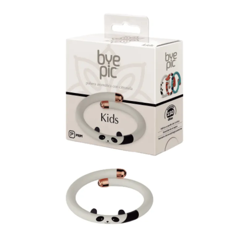 Byepic Pulseira Repelente Criança Panda +3 Anos | Repelente Natural Citronela | Ajustável + Silicone Seguro
