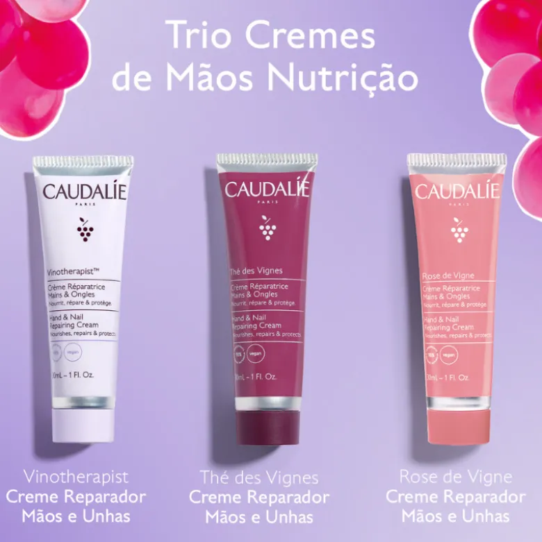 Caudalie Coffret Natal 2025 Trio Cremes Mãos | Cremes Reparadores 3x30ml