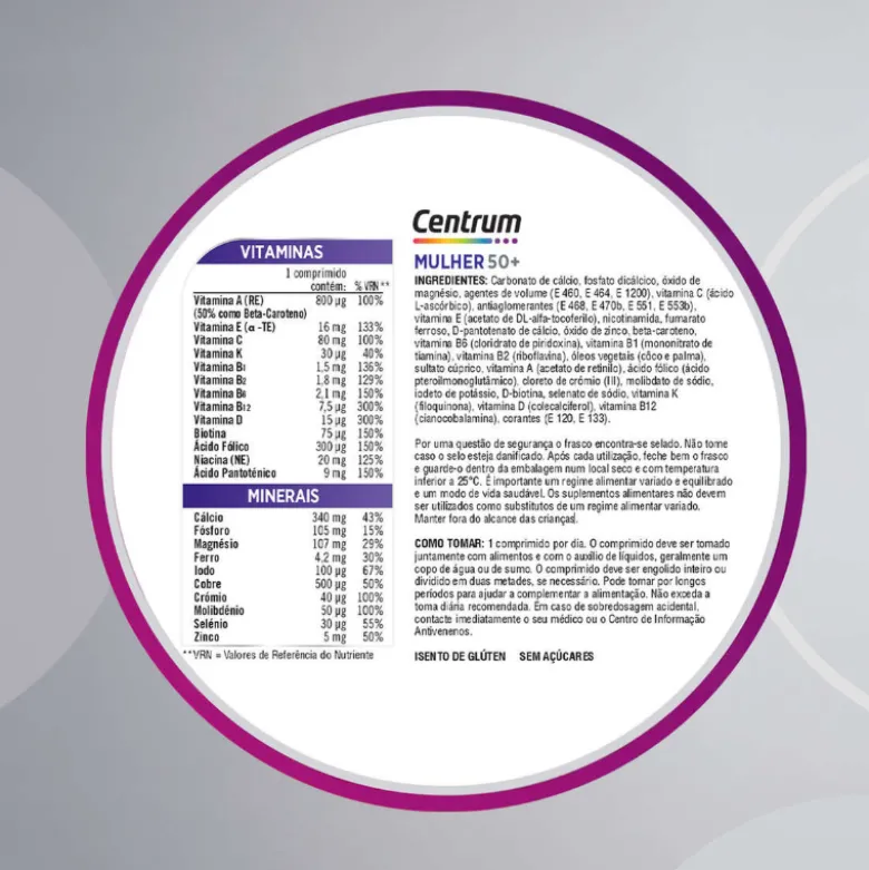 Centrum Mulher 50+ 90 Comprimidos | Suplemento para Mulheres +50 Anos