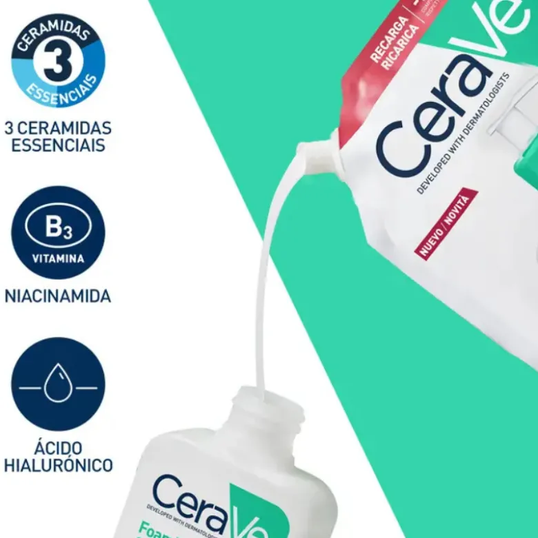 CeraVe Recarga Gel Espuma de Limpeza 473ml -30% | Controlo Oleosidade | Pele Normal a Oleosa | Sem Perfume