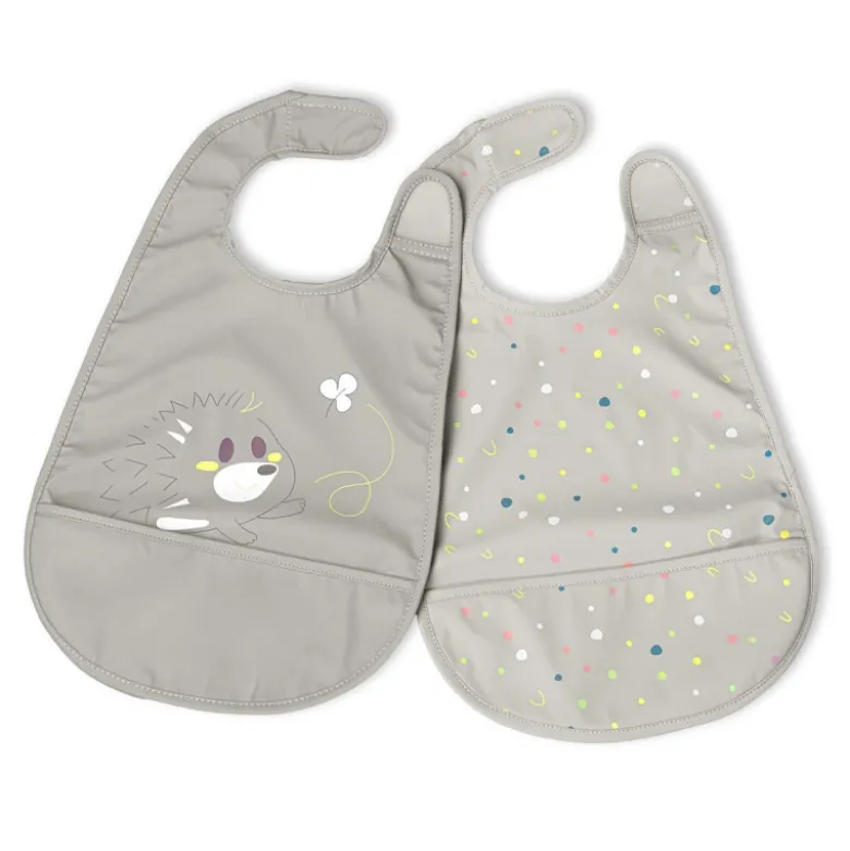 Chicco Babetes Tecido Impermeável 6M+ Cinza 2un | Bolso Migalhas