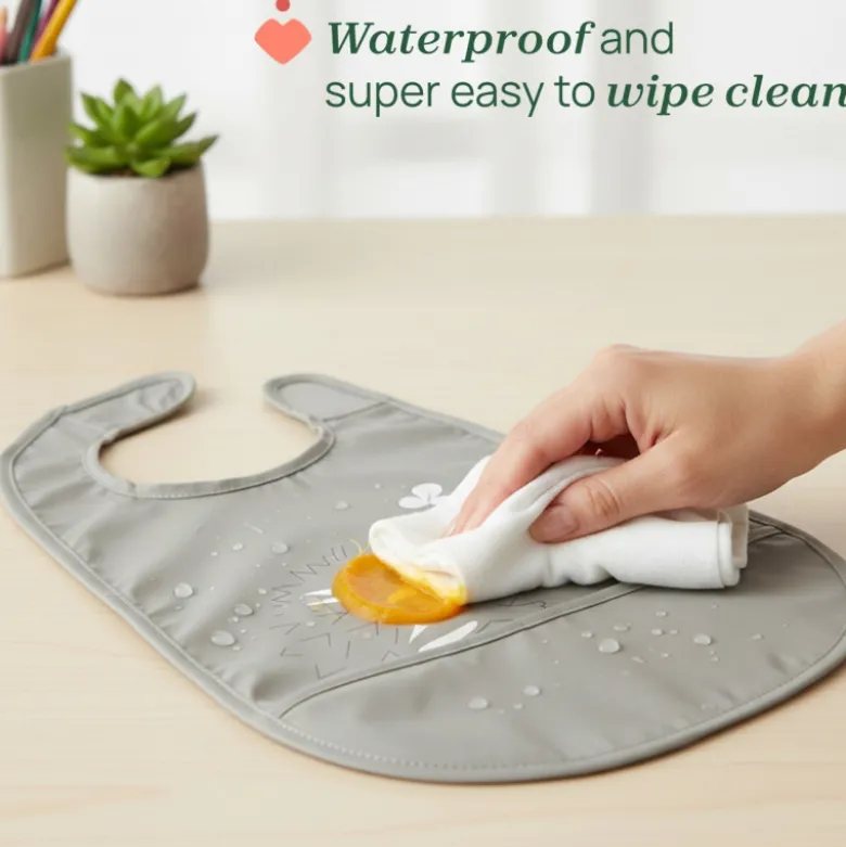 Chicco Babetes Tecido Impermeável 6M+ Cinza 2un | Bolso Migalhas