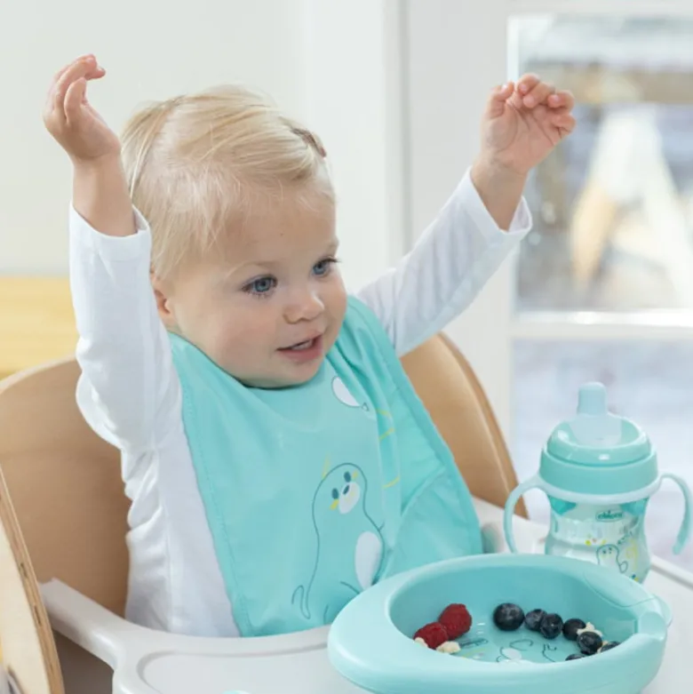 Chicco Babetes Tecido Impermeável 6M+ Cinza 2un | Bolso Migalhas