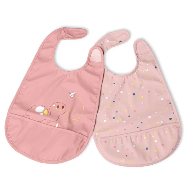 Chicco Babetes Tecido Impermeável 6M+ Rosa 2un | Bolso Migalhas