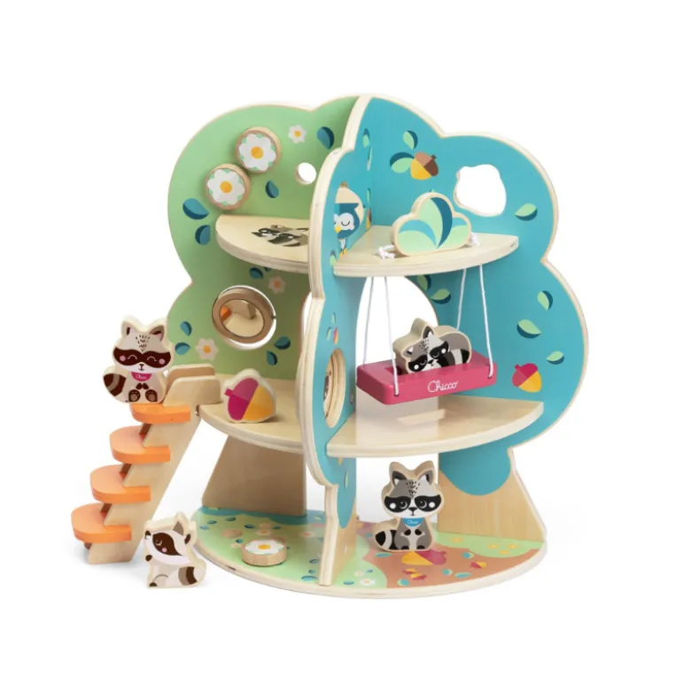 Chicco Casa da Árvore dos Guaxinins 2+ Anos | Brinquedo Educativo Madeira