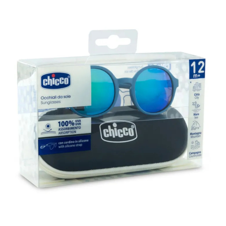 Chicco Óculos de Sol Azuis com Lente Espelhada +12M | Armação Flexível