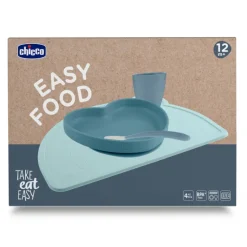 Chicco Easy Food Conjunto Papa Silicone Azul 12M+ | 4 Peças Sem BPA