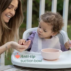 Chicco Easy Start Conjunto Papa Silicone Rosa 6M+ | 3 Peças Sem BPA