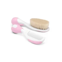 Chicco Escova e Pente de Cerdas Naturais Rosa 0M+
