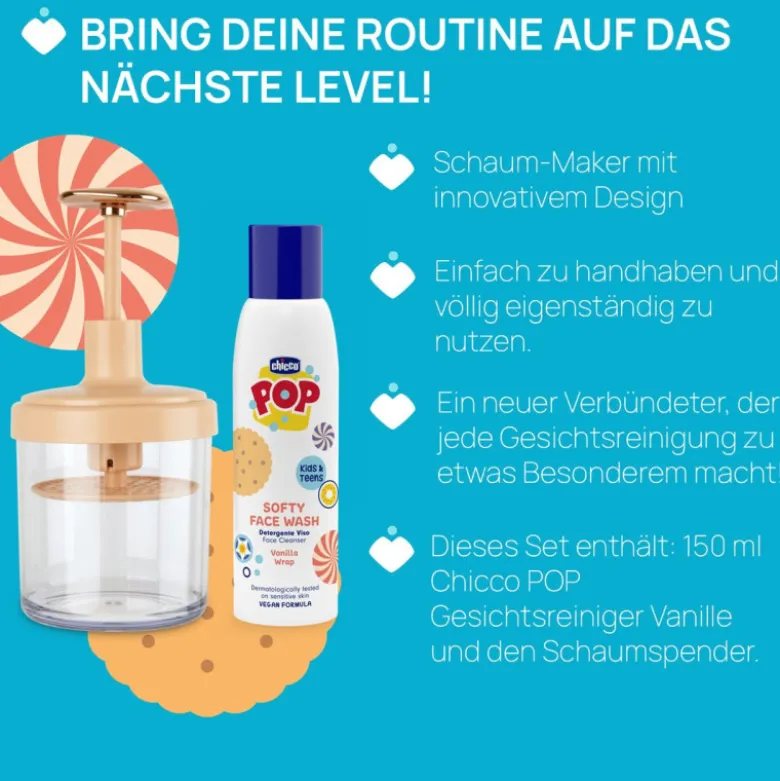 Chicco Pop Foamy Gel Limpeza Rosto Baunilha 150ml + Espumador +6A
