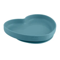 Chicco Prato Coração Silicone com Ventosa Azul 9M+ | Apto para micro-ondas e máquina de lavar loiça