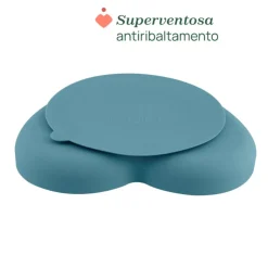 Chicco Prato Coração Silicone com Ventosa Azul 9M+ | Apto para micro-ondas e máquina de lavar loiça