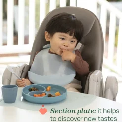 Chicco Prato Silicone com 3 Divisórias e Ventosa Azul 12M+ | Compatível com micro-ondas e máquina de lavar loiça