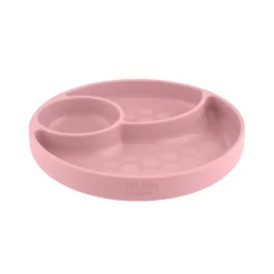 Chicco Prato Silicone com 3 Divisórias e Ventosa Rosa 12M+ | Compatível com micro-ondas e máquina de lavar loiça