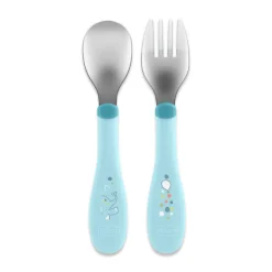 Chicco Talheres Inox Azul +18M