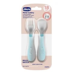 Chicco Talheres Inox Azul +18M