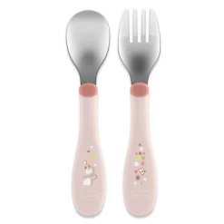 Chicco Talheres Inox Rosa +18M