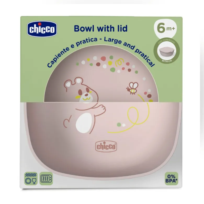 Chicco Tigela Tampa Rosa 6M+