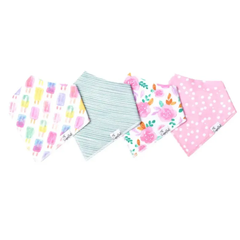 Copper Pearl Bandana Bib Set Summer | Pack 4 Babetes Algodão 3-36 Meses