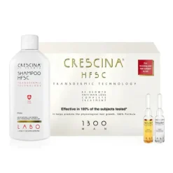 Crescina HFSC Tratamento Capilar Completo 1300 Homem | Ampolas 20x3,5ml + Champô Antiqueda