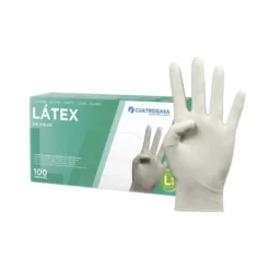 Cuatrogasa Luvas Látex sem Pó Tam. L 100 Luvas | Uso Geral, Profissional ou Doméstico