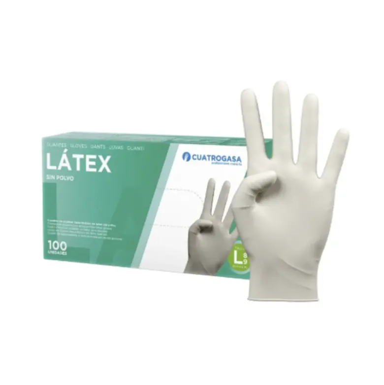 Cuatrogasa Luvas Látex sem Pó Tam. L 100 Luvas | Uso Geral, Profissional ou Doméstico
