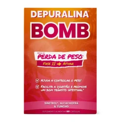 Depuralina Bomb Effect 60 Cápsulas | Ação 5 em 1 | Sinertol® para Queima de Gordura | Suporte Perda de Peso