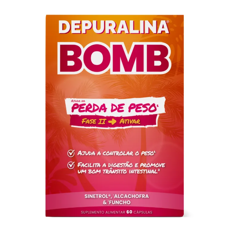 Depuralina Bomb Effect 60 Cápsulas | Ação 5 em 1 | Sinertol® para Queima de Gordura | Suporte Perda de Peso