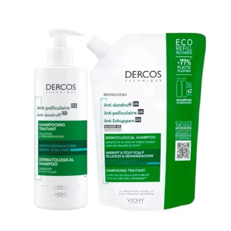 Dercos Pack Anticaspa Oleoso Champô 390ml + Refill 390ml | Caspa Persistente