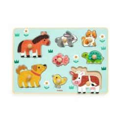 Djeco Puzzle com Pega Animais Dog'n'Co 12+ Meses | 8 Peças Madeira