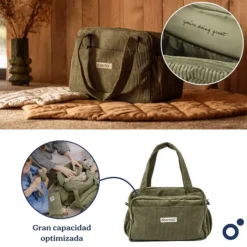 Doomoo Saco Maternidade e Muda Bebé Fluffy Verde | 8 acessórios incluídos