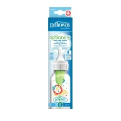 Dr. Brown's Biberão Anticólicas Options+ Boca Estreita Leão +0M 250ml | Sistema de Ventilação