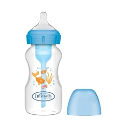 Dr. Brown'sBiberão Anticólicas Options+ 270ml Azul 0+Meses | Inclui Tetina e Escova