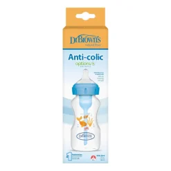 Dr. Brown'sBiberão Anticólicas Options+ 270ml Azul 0+Meses | Inclui Tetina e Escova