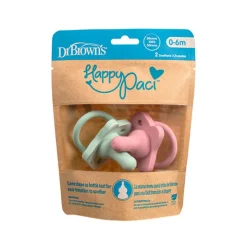 Dr. Brown's Chupeta HappyPaci Silicone 0-6M Rosa e Verde | Forma da Tetina do Biberão