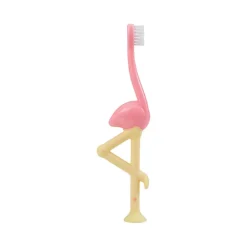 Dr. Brown's Escova Dentes Flamingo | 1-4 Anos | Cerdas Suaves Base com Ventosa