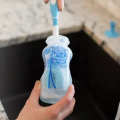 Dr. Brown's Escovilhão Limpeza Biberões Azul | Com Extremidade para Tetinas e Base Ventosa
