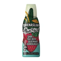Drenaslim Cocktail Solução 450ml Morango | Guaraná + Chá Verde + Cavalinha | Drenante e Ativador Metabólico